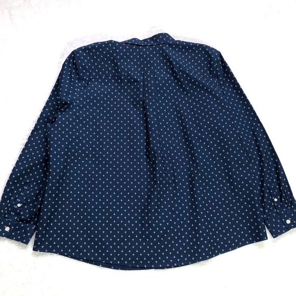 L.L. Bean Wrinkle Free Marine Blue Anchor Shirt - Picture 3 of 9